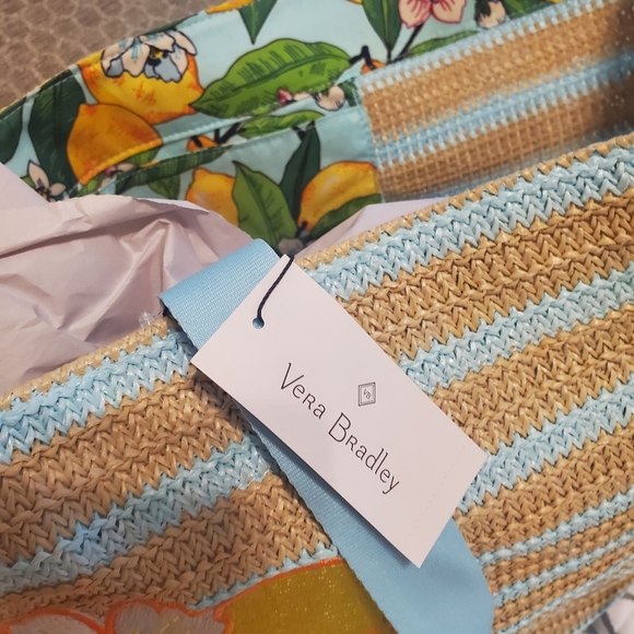 Vera Bradley Lemon Grove Straw Tote-NWT - Picture 3 of 8